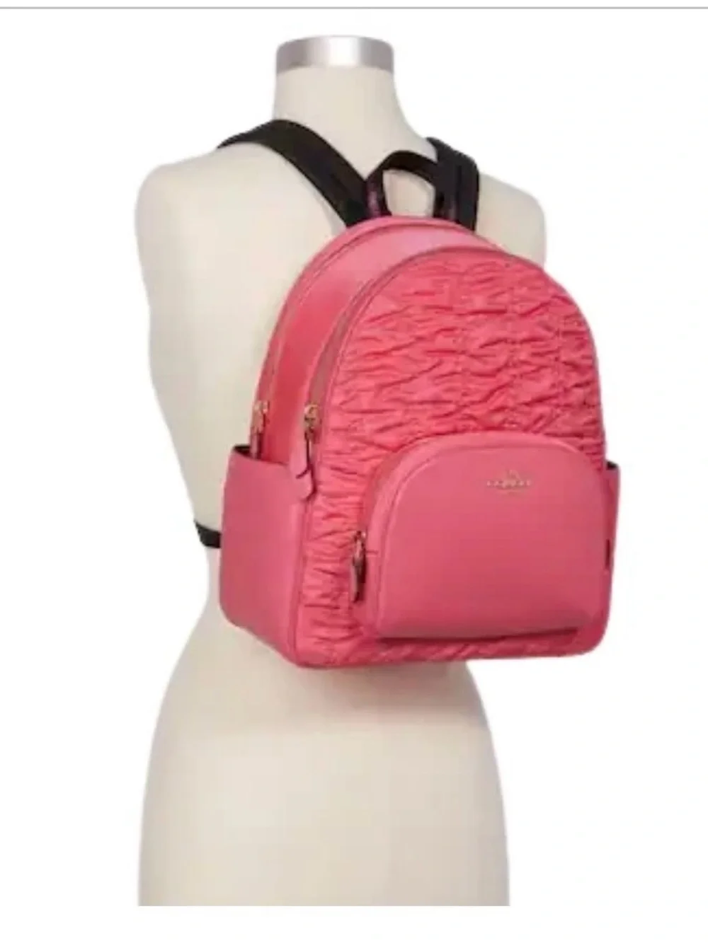 Coach court backpack with ruching confetti pink NWT